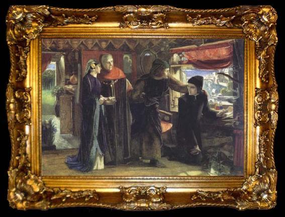 framed  Dante Gabriel Rossetti The First Anniversary of the Death of Beatrice: Dante Drawing the Angel (mk28), ta009-2